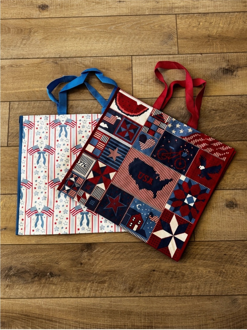 Homegoods TJMaxx Marshalls Quilt Patchwork Patriotic & American Flag Bags NWOT
